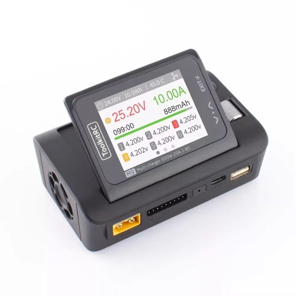 Original ToolkitRC 600W USB-Schnell ladegerät Smart Charger Einstellbarer Bildschirm winkel mit Audio funktion für 1-8S LiHv LiFe